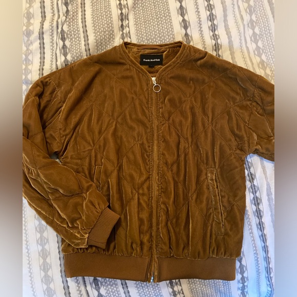 Frank and Oak quilted velvet bomber Jacket - Picture 1 of 4